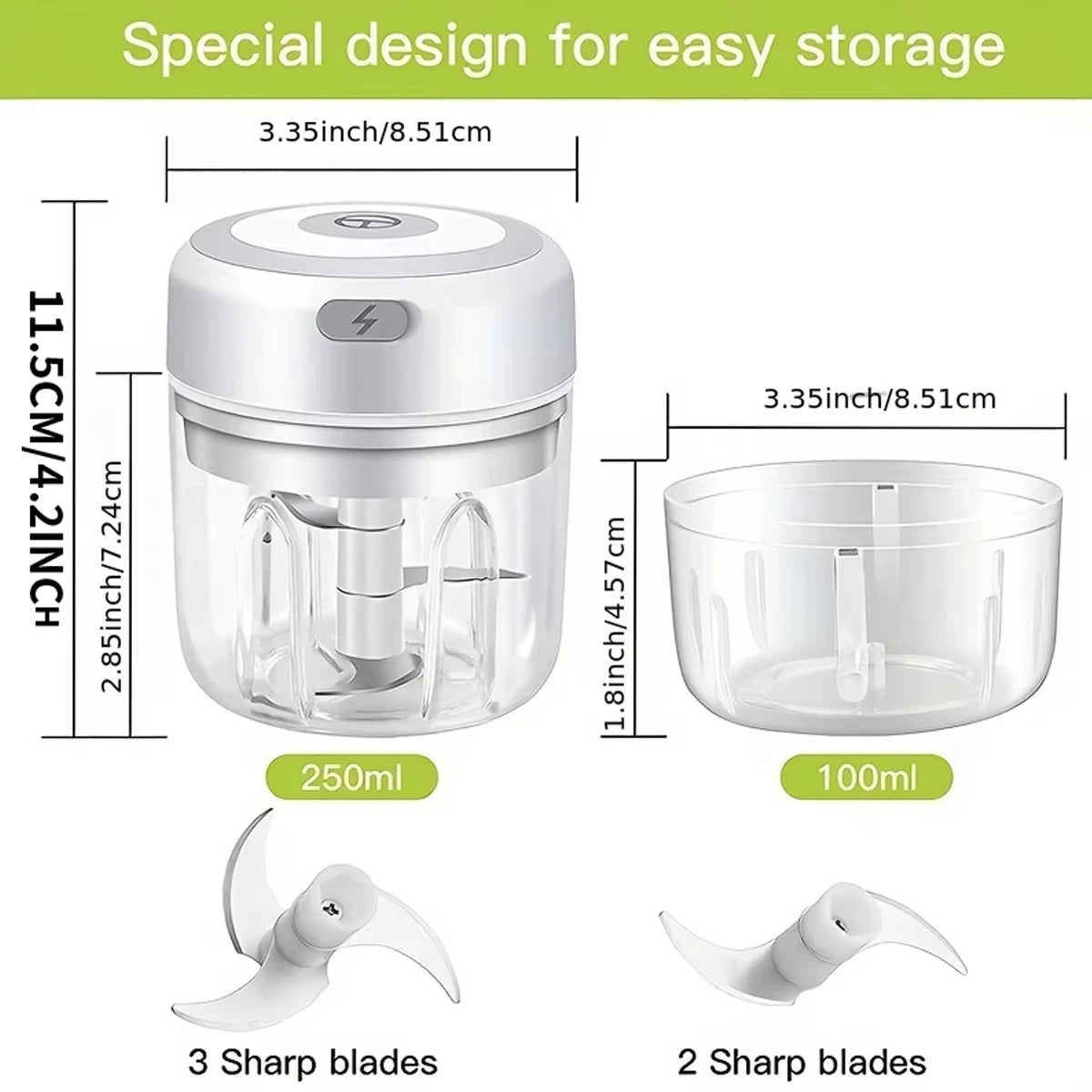 Mini Electric Garlic Masher & Food Chopper – Portable Meat Grinder & Vegetable Cutter