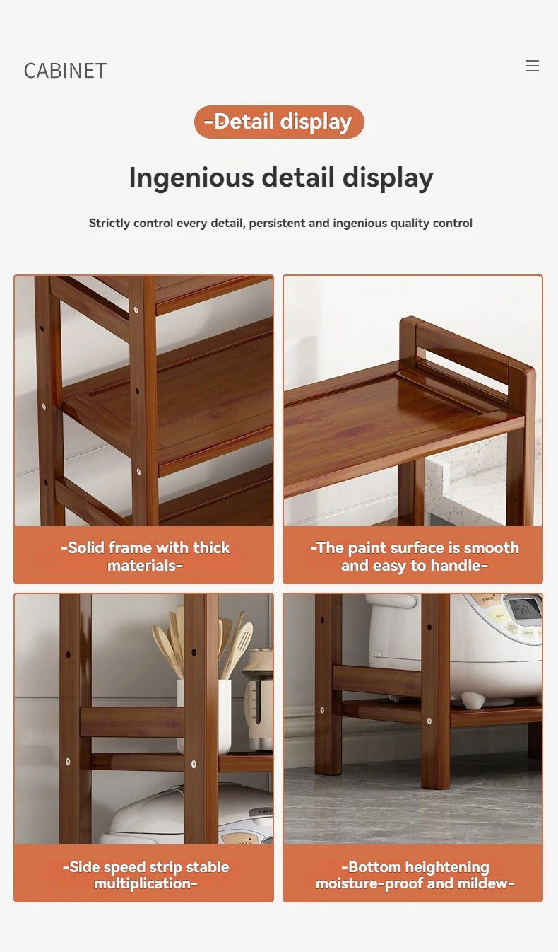 Floor Standing Kitchen Shelf – Multi-Layer Storage for Pots, Seasonings, Fruits & Dishes