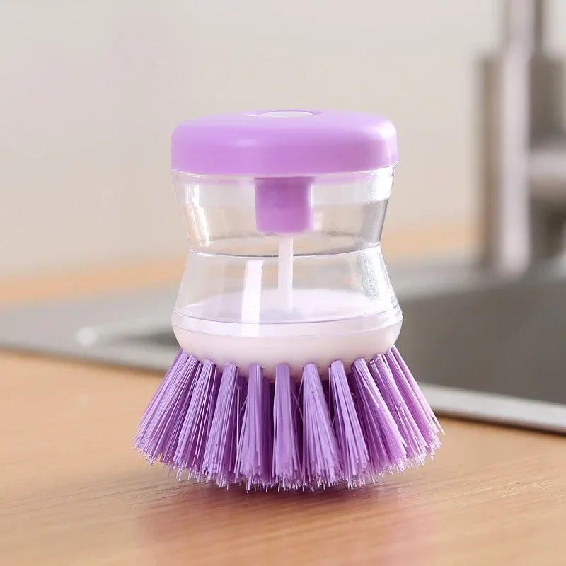 Kitchen Wash Pot Dish Brush with Soap Dispenser – Utensil Cleaning Tool for Household Kitchen Use