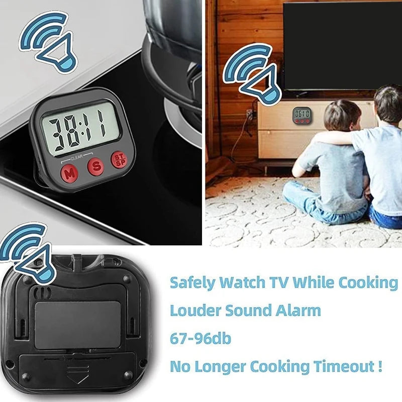 Digital Kitchen Timer – Magnetic Stopwatch with Countdown, Large LCD Screen for Cooking and Time Management