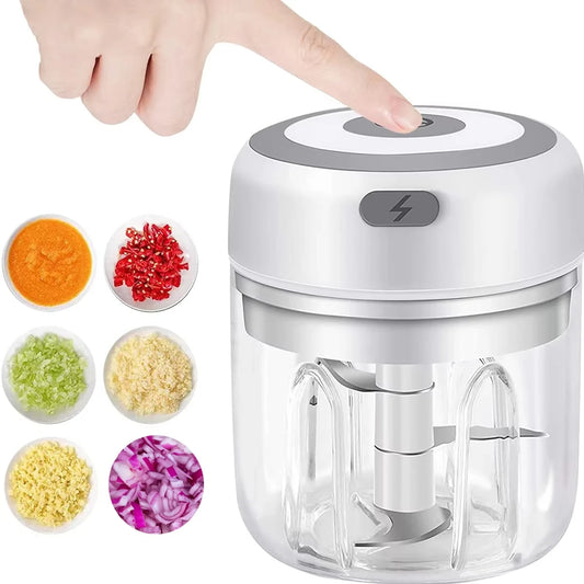 Mini Electric Garlic Masher & Food Chopper – Portable Meat Grinder & Vegetable Cutter