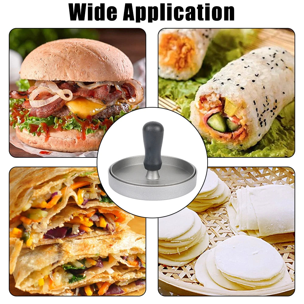Round Burger Mold & Meat Press – Aluminum Patty Maker for BBQ & Beef Pies"