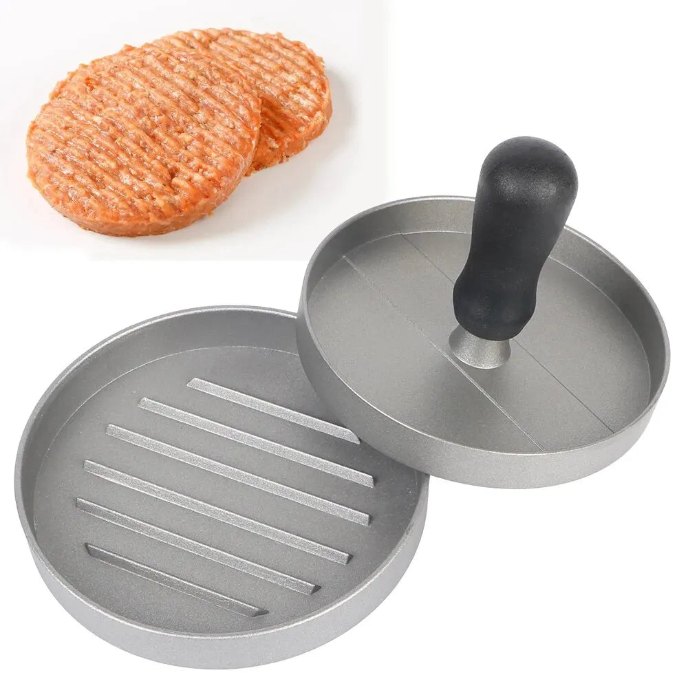 Round Burger Mold & Meat Press – Aluminum Patty Maker for BBQ & Beef Pies"