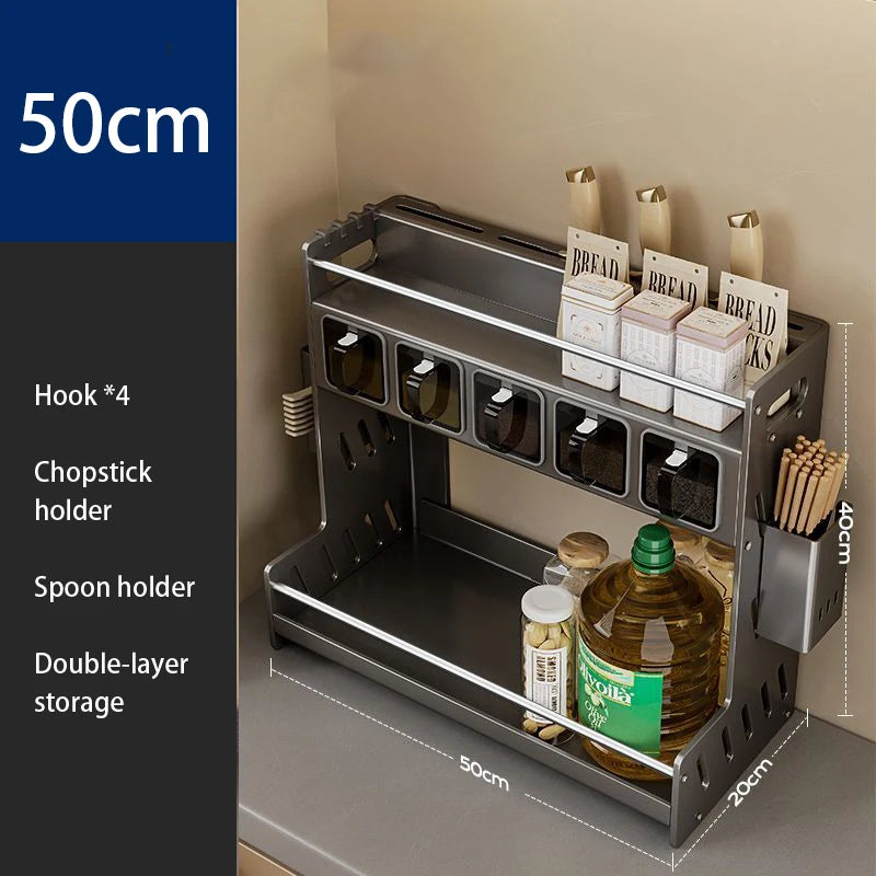 Modern Kitchen Spice Rack – Multifunctional Cabinet Seasoning & Cutlery Holder, Removable Organizer Shelf