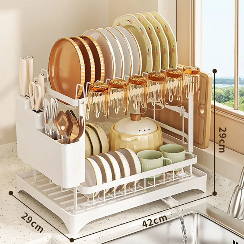 Kitchen Drainage Rack – Dish Rack for Bowl Drying, Chopsticks, Knife, and Fork Storage on Countertop