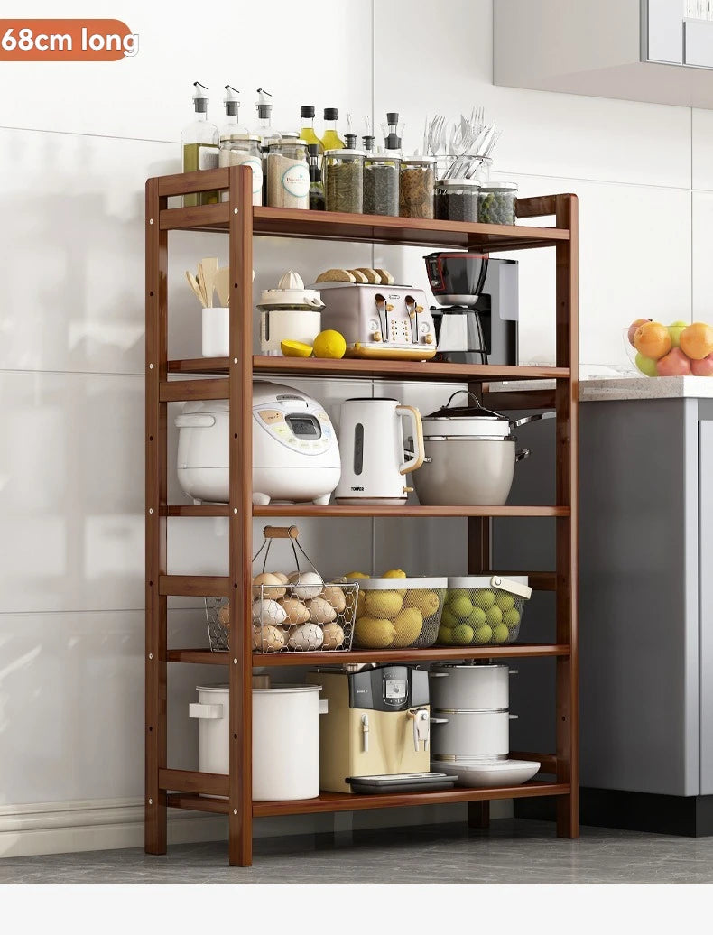 Floor Standing Kitchen Shelf – Multi-Layer Storage for Pots, Seasonings, Fruits & Dishes