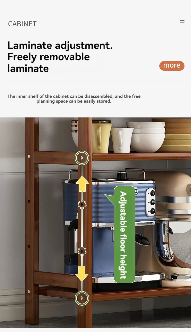 Floor Standing Kitchen Shelf – Multi-Layer Storage for Pots, Seasonings, Fruits & Dishes
