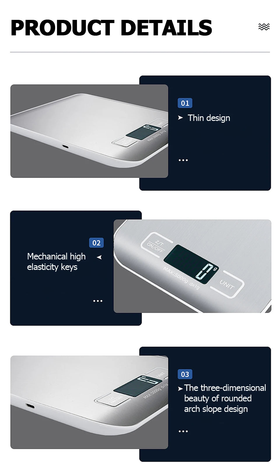 5kg/10kg Digital Kitchen Scale – Stainless Steel Electronic Weighing Scale for Food, Snacks & Baking