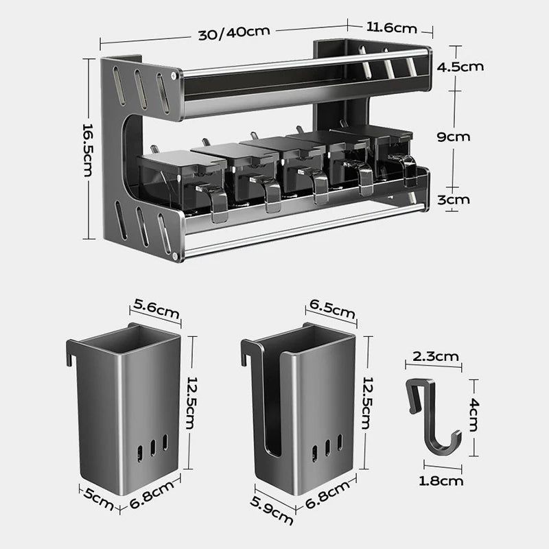 Modern Kitchen Spice Rack – Multifunctional Cabinet Seasoning & Cutlery Holder, Removable Organizer Shelf