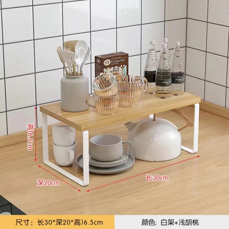 Kitchen Desktop Shelf – Layered Storage Rack for Dishes, Seasonings, and Home Organization
