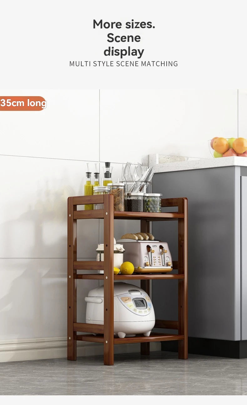 Floor Standing Kitchen Shelf – Multi-Layer Storage for Pots, Seasonings, Fruits & Dishes