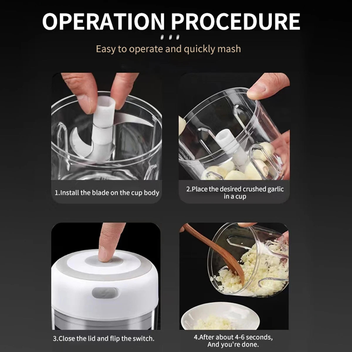 Mini Electric Garlic Masher & Food Chopper – Portable Meat Grinder & Vegetable Cutter
