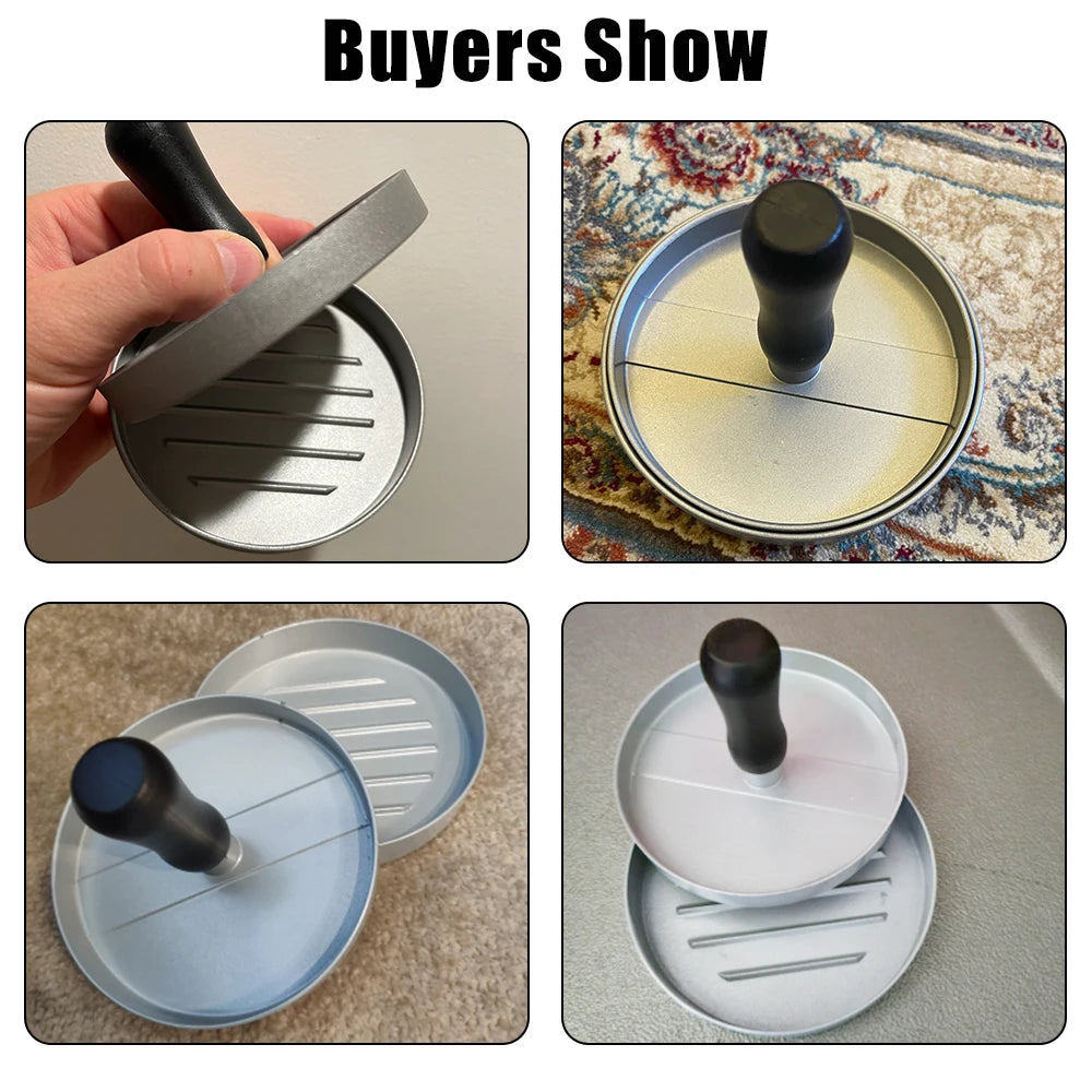 Round Burger Mold & Meat Press – Aluminum Patty Maker for BBQ & Beef Pies"