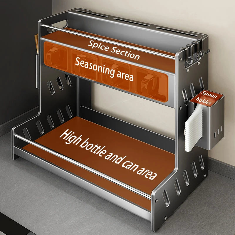 Modern Kitchen Spice Rack – Multifunctional Cabinet Seasoning & Cutlery Holder, Removable Organizer Shelf