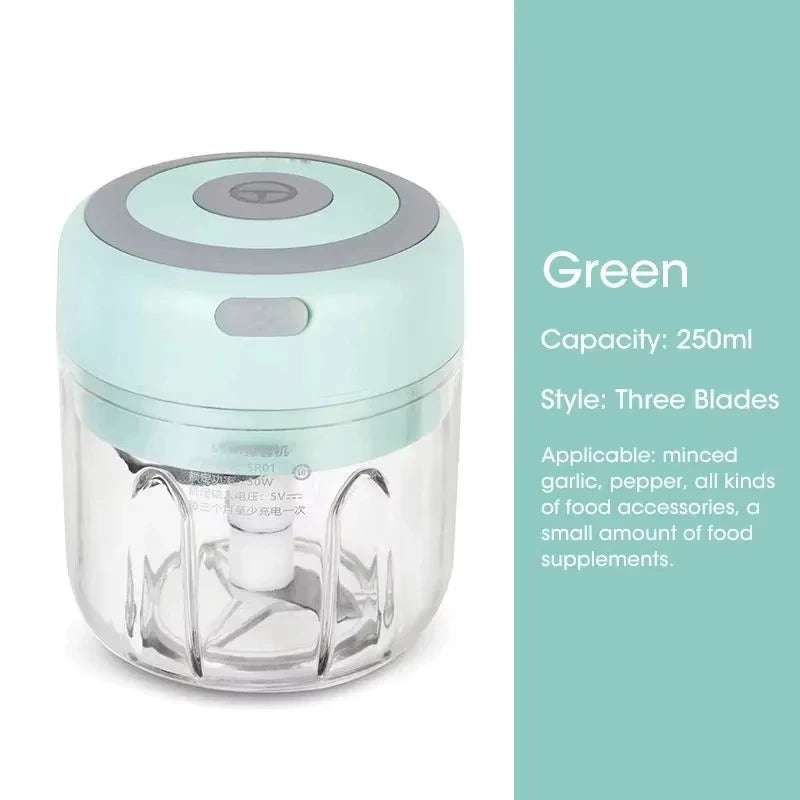 Mini Electric Garlic Masher & Food Chopper – Portable Meat Grinder & Vegetable Cutter
