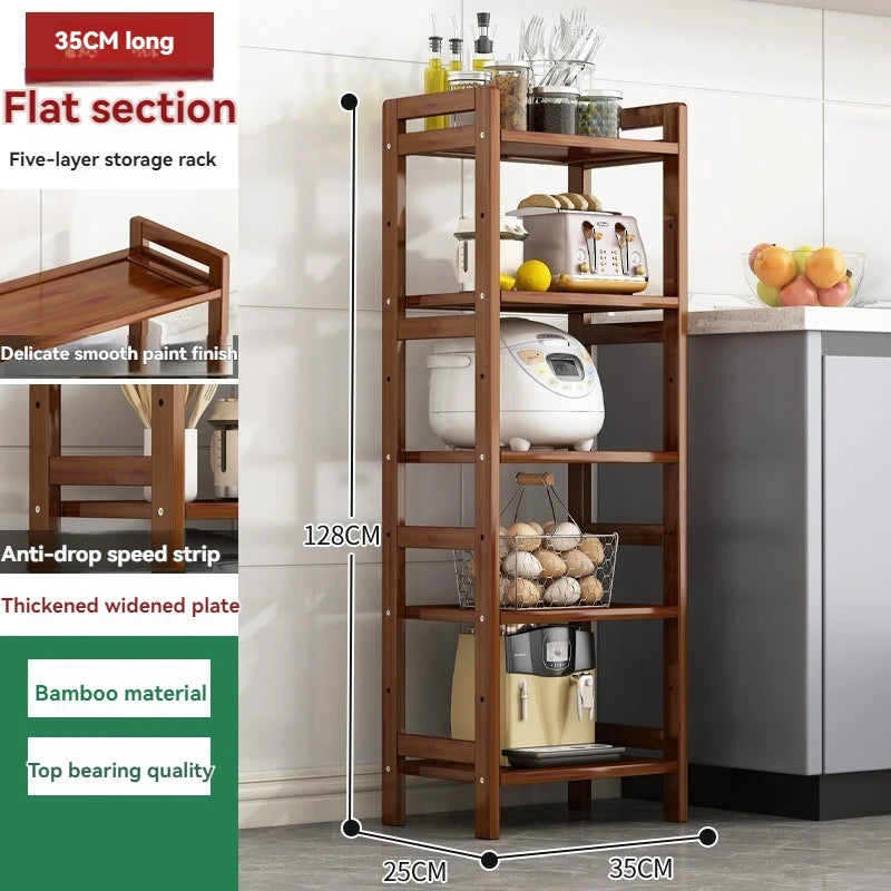 Floor Standing Kitchen Shelf – Multi-Layer Storage for Pots, Seasonings, Fruits & Dishes