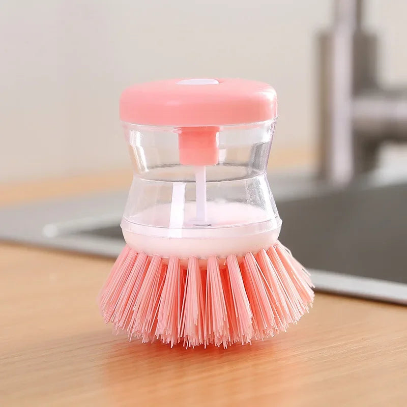 Kitchen Wash Pot Dish Brush with Soap Dispenser – Utensil Cleaning Tool for Household Kitchen Use