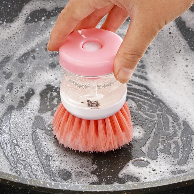 Kitchen Wash Pot Dish Brush with Soap Dispenser – Utensil Cleaning Tool for Household Kitchen Use