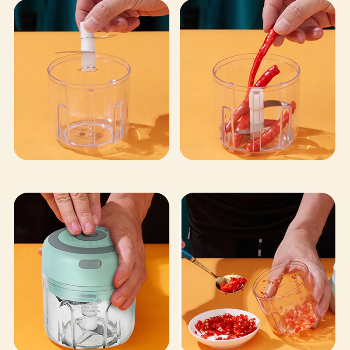 Mini Electric Garlic Masher & Food Chopper – Portable Meat Grinder & Vegetable Cutter