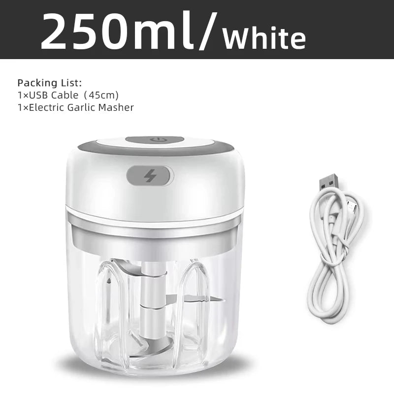 Mini Electric Garlic Masher & Food Chopper – Portable Meat Grinder & Vegetable Cutter