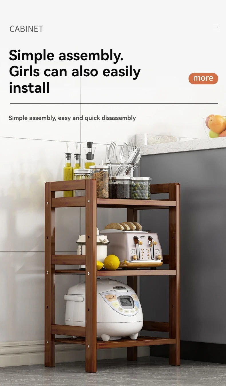 Floor Standing Kitchen Shelf – Multi-Layer Storage for Pots, Seasonings, Fruits & Dishes