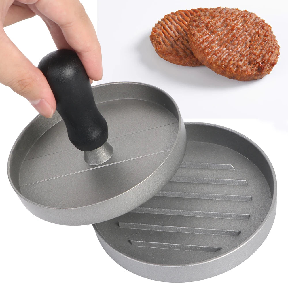 Round Burger Mold & Meat Press – Aluminum Patty Maker for BBQ & Beef Pies"