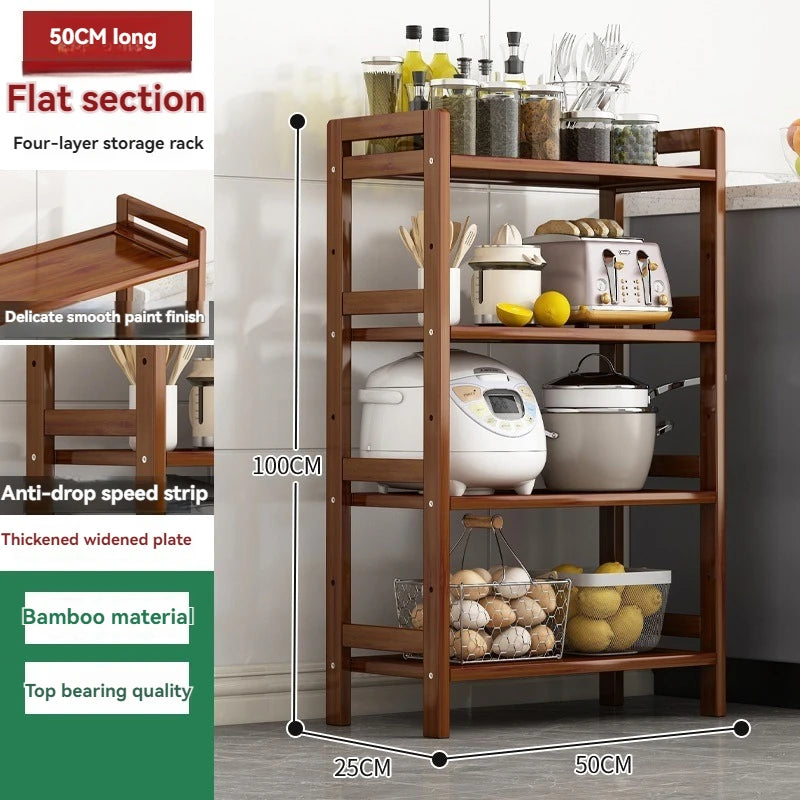 Floor Standing Kitchen Shelf – Multi-Layer Storage for Pots, Seasonings, Fruits & Dishes