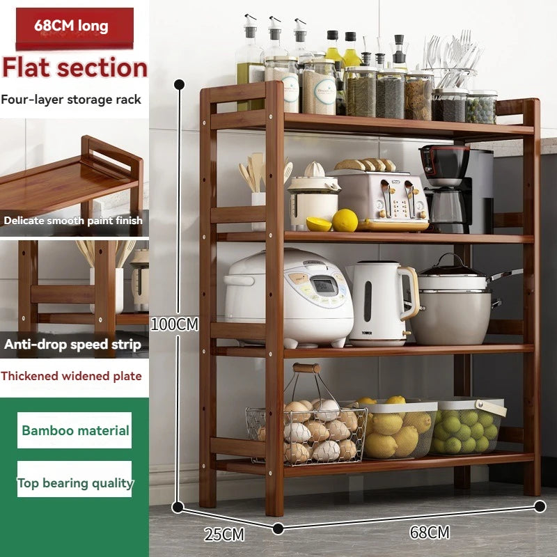 Floor Standing Kitchen Shelf – Multi-Layer Storage for Pots, Seasonings, Fruits & Dishes