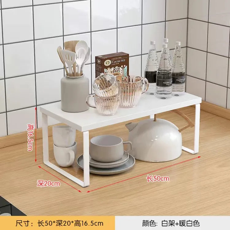 Kitchen Desktop Shelf – Layered Storage Rack for Dishes, Seasonings, and Home Organization
