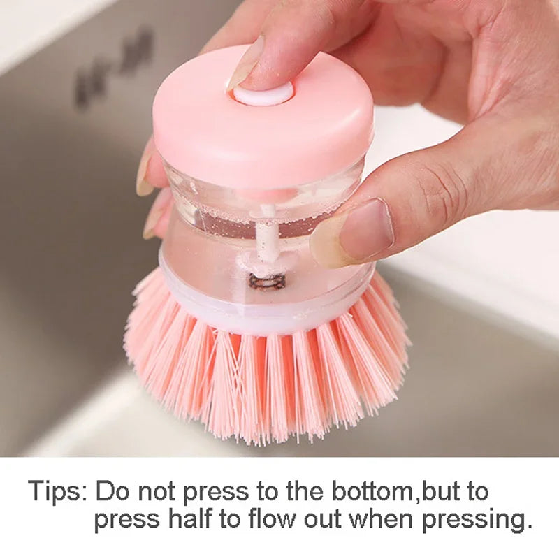 Kitchen Wash Pot Dish Brush with Soap Dispenser – Utensil Cleaning Tool for Household Kitchen Use