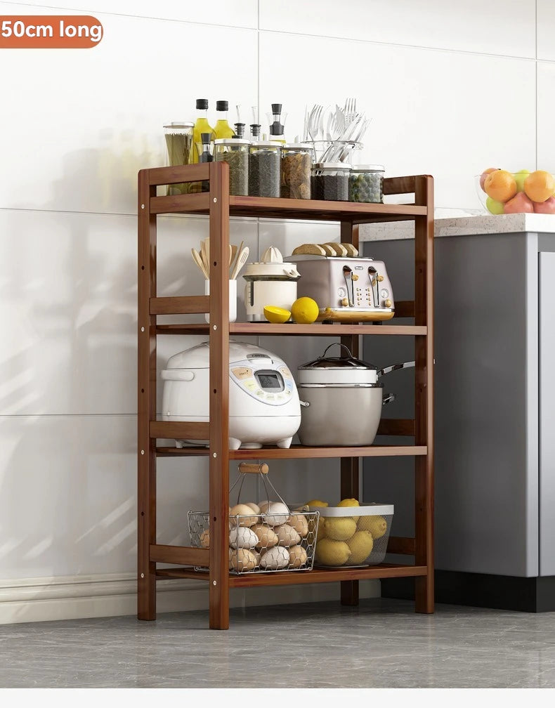 Floor Standing Kitchen Shelf – Multi-Layer Storage for Pots, Seasonings, Fruits & Dishes