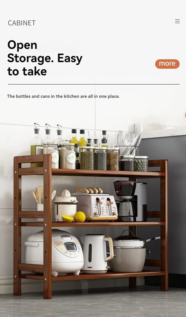 Floor Standing Kitchen Shelf – Multi-Layer Storage for Pots, Seasonings, Fruits & Dishes