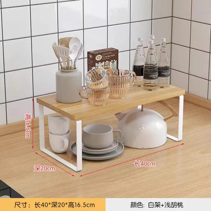 Kitchen Desktop Shelf – Layered Storage Rack for Dishes, Seasonings, and Home Organization