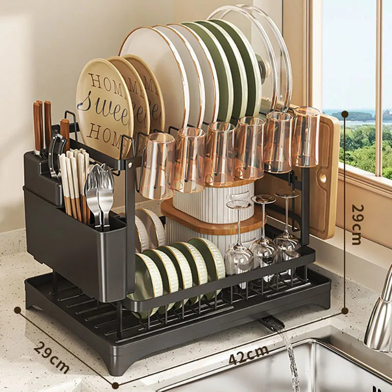 Kitchen Drainage Rack – Dish Rack for Bowl Drying, Chopsticks, Knife, and Fork Storage on Countertop