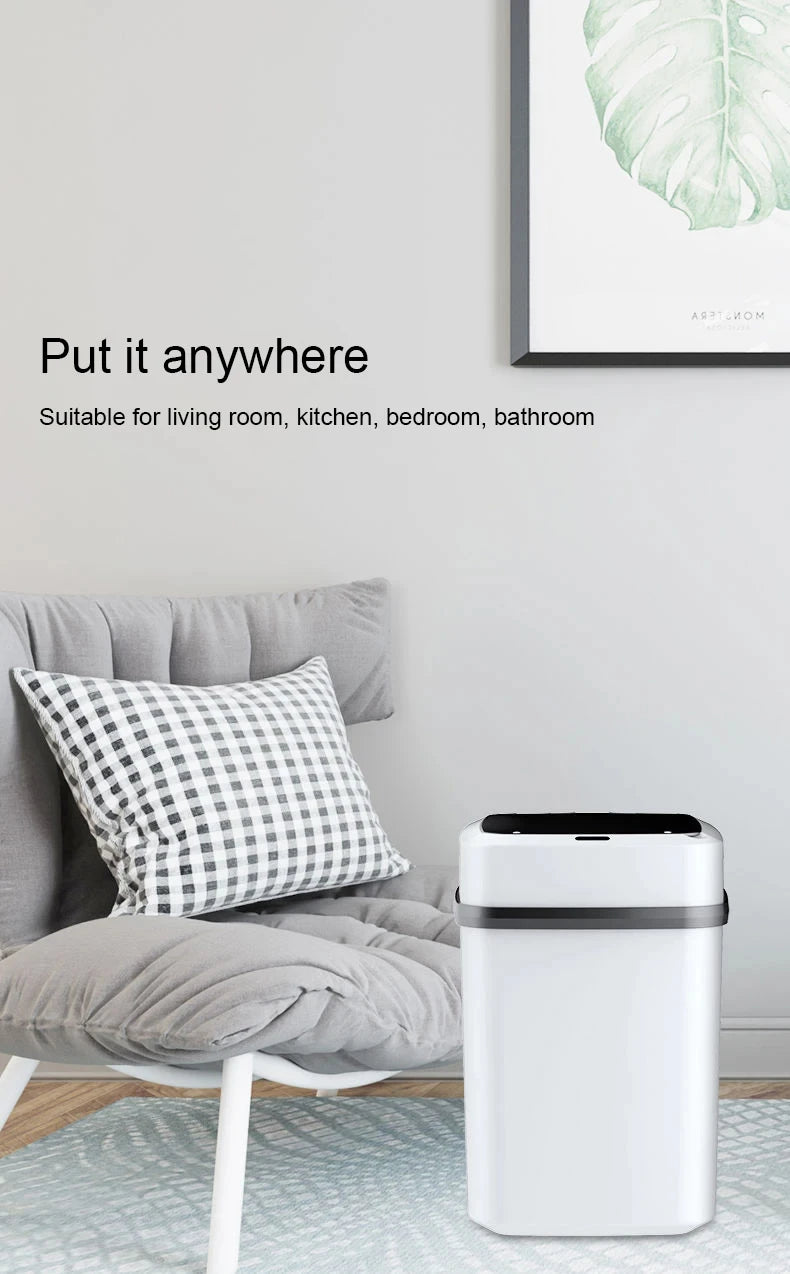 13L Kitchen Trash Bin – Smart Touch Waste Bin for Bathroom, Toilet, and Kitchen with Automatic Lid