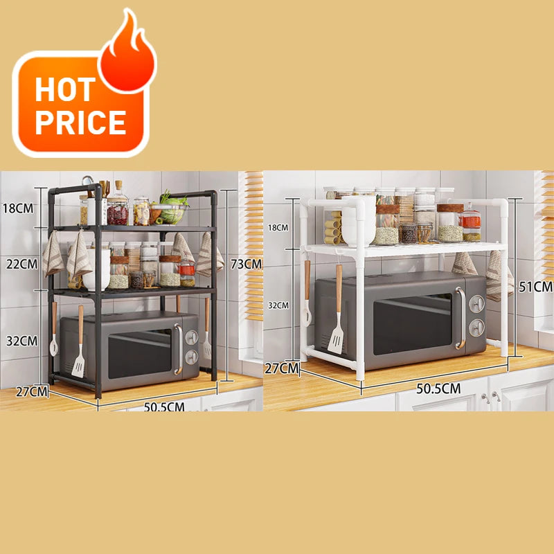 Kitchen Storage Rack – Multi-Layer Microwave Shelf & Condiment Organizer for Countertop