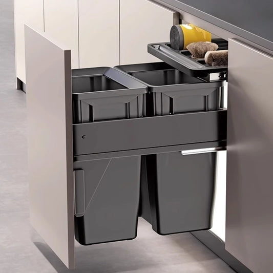Hidden Embedded Kitchen Cabinet Trash Can – Large Capacity with Lid for Classified Food Waste Disposal