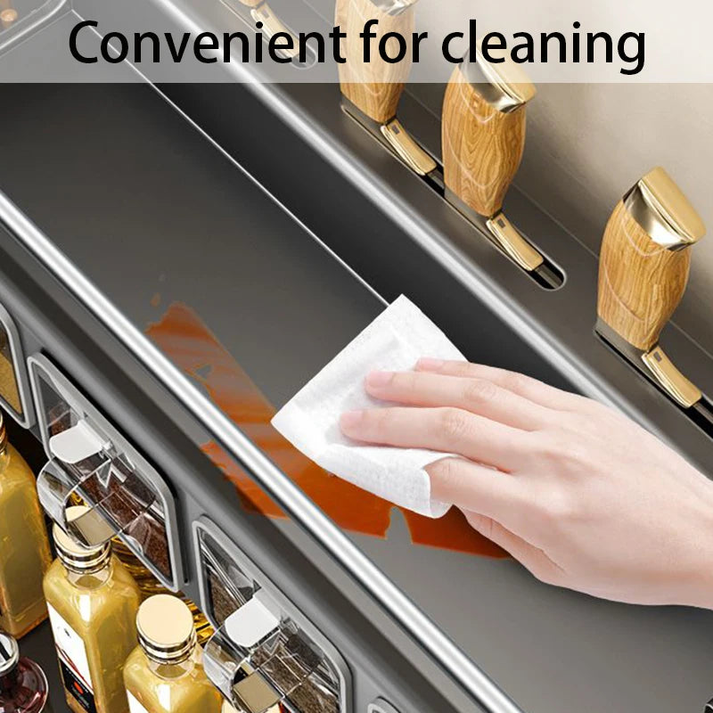 Modern Kitchen Spice Rack – Multifunctional Cabinet Seasoning & Cutlery Holder, Removable Organizer Shelf
