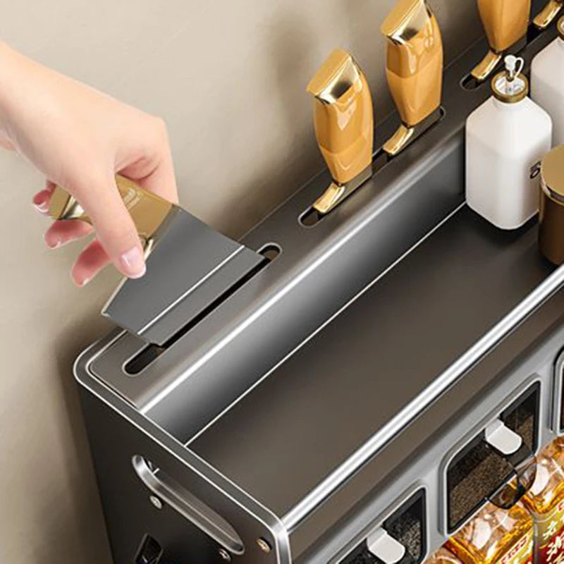 Modern Kitchen Spice Rack – Multifunctional Cabinet Seasoning & Cutlery Holder, Removable Organizer Shelf