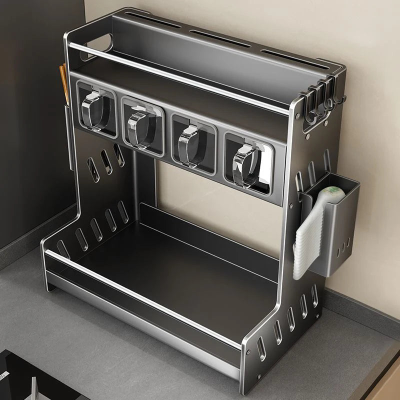 Modern Kitchen Spice Rack – Multifunctional Cabinet Seasoning & Cutlery Holder, Removable Organizer Shelf