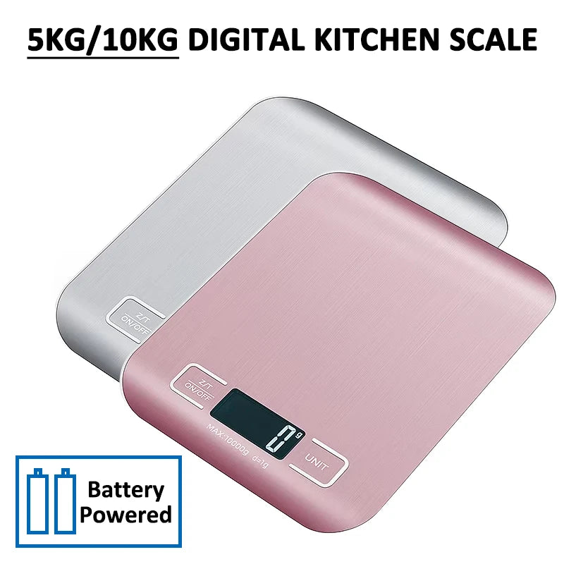 5kg/10kg Digital Kitchen Scale – Stainless Steel Electronic Weighing Scale for Food, Snacks & Baking