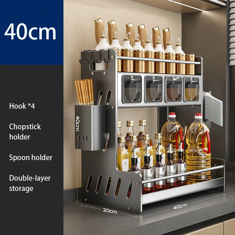 Modern Kitchen Spice Rack – Multifunctional Cabinet Seasoning & Cutlery Holder, Removable Organizer Shelf