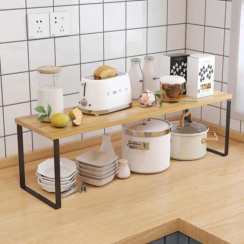 Kitchen Desktop Shelf – Layered Storage Rack for Dishes, Seasonings, and Home Organization