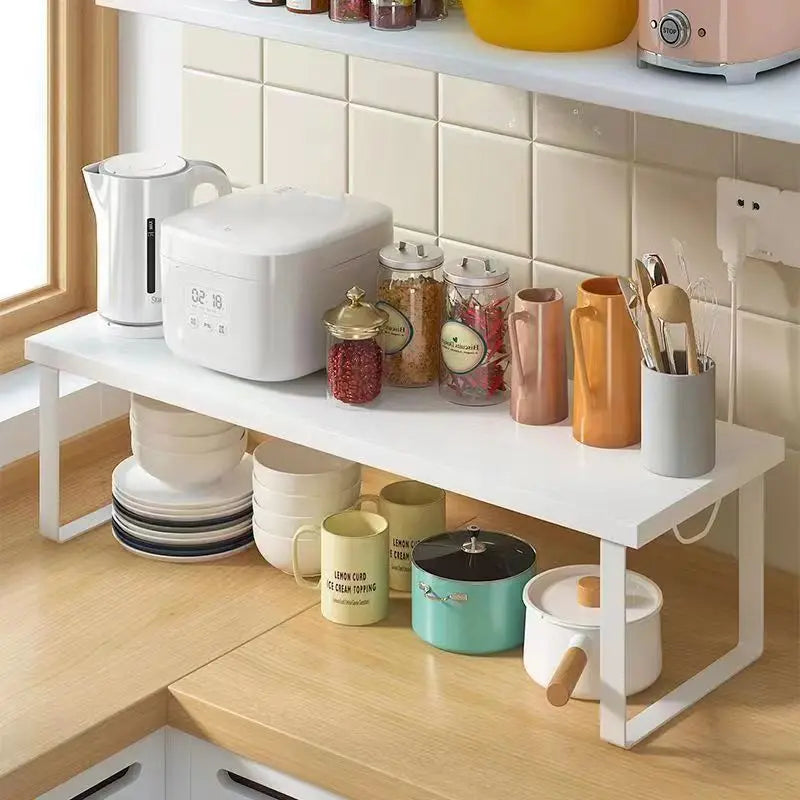 Kitchen Desktop Shelf – Layered Storage Rack for Dishes, Seasonings, and Home Organization
