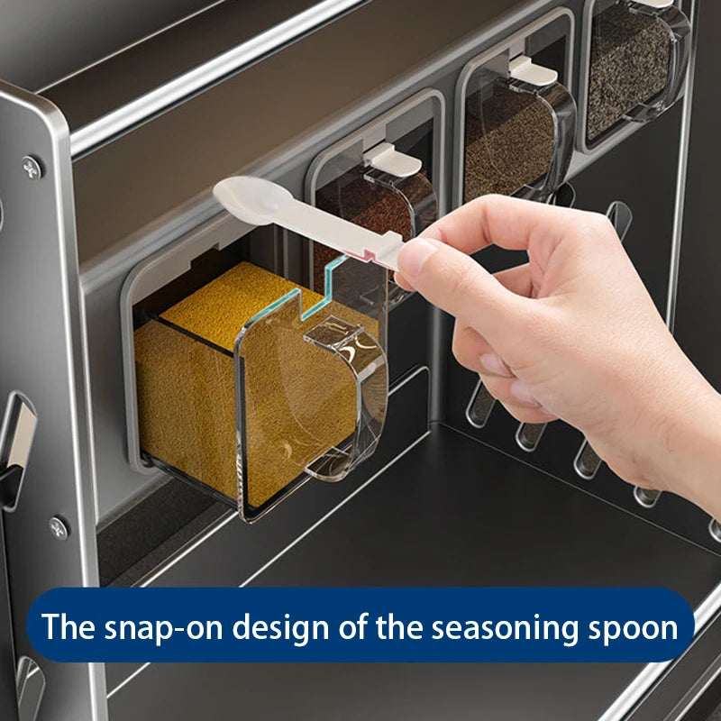Modern Kitchen Spice Rack – Multifunctional Cabinet Seasoning & Cutlery Holder, Removable Organizer Shelf