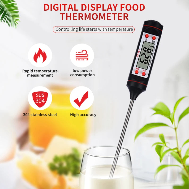 Electronic Probe Thermometer – Digital Display for Food, Baking & Grill Temperature