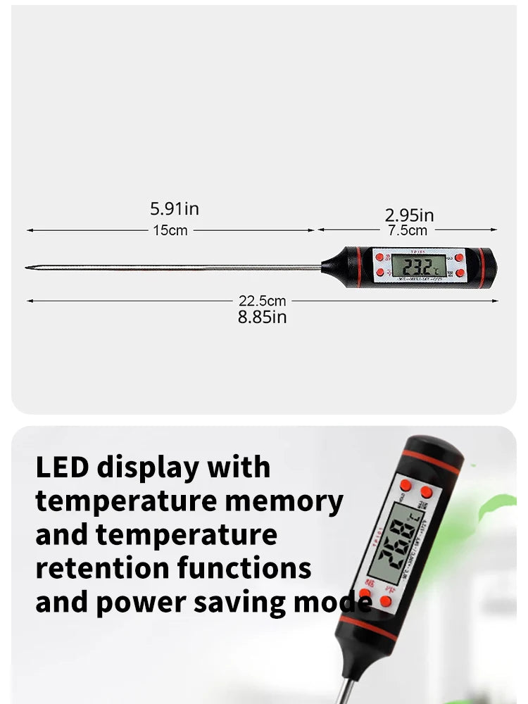 Electronic Probe Thermometer – Digital Display for Food, Baking & Grill Temperature
