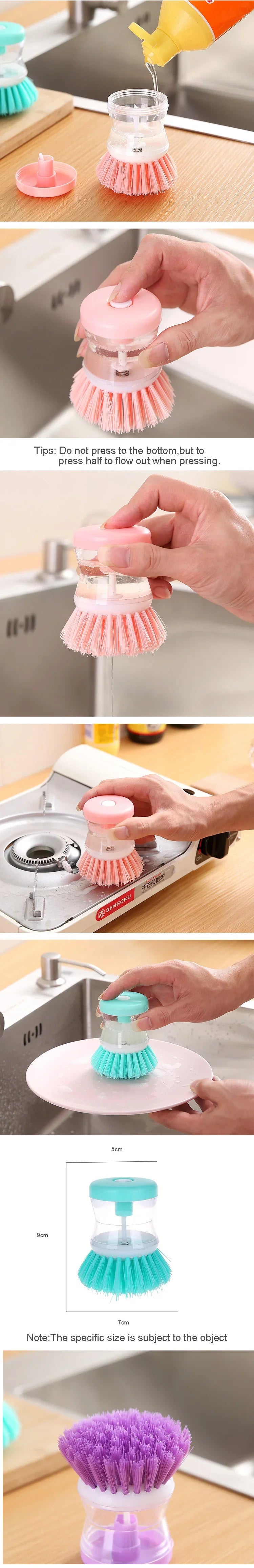 Kitchen Wash Pot Dish Brush with Soap Dispenser – Utensil Cleaning Tool for Household Kitchen Use