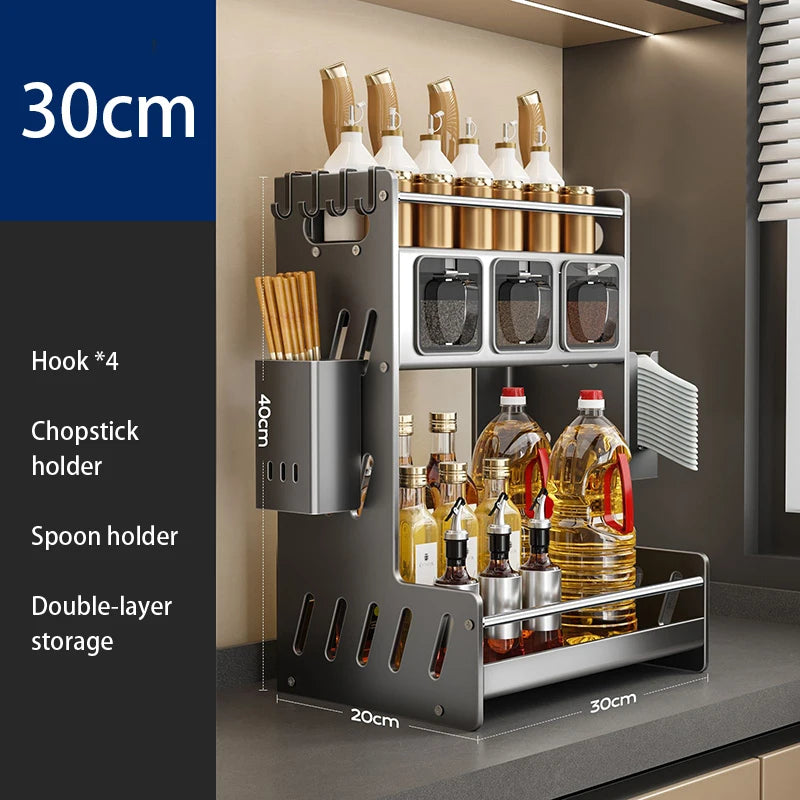 Modern Kitchen Spice Rack – Multifunctional Cabinet Seasoning & Cutlery Holder, Removable Organizer Shelf