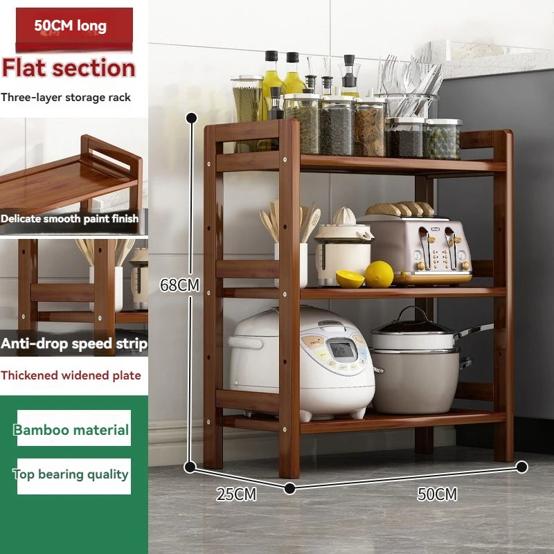Floor Standing Kitchen Shelf – Multi-Layer Storage for Pots, Seasonings, Fruits & Dishes